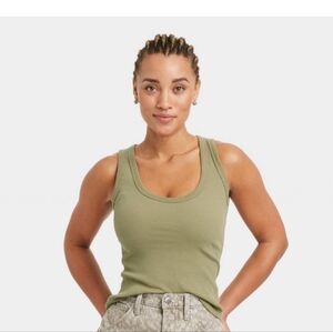 Olive Green Ribbed Tank Top